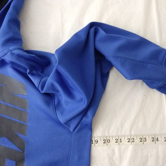 Nike Dri Fit Youth Full Zip Training Hooded Jacket Logo Spell out Blue Size L - Picture 4 of 9